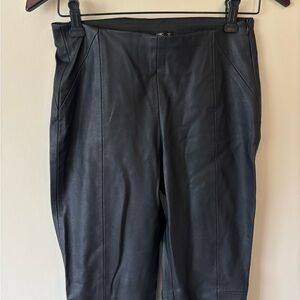 Zara Basic Black Faux Leather Skinny Pants with Zipper Cuff Size Small